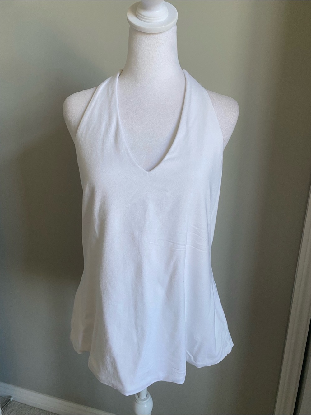 Lands' End White Halter Sleeveless Tank with Tie